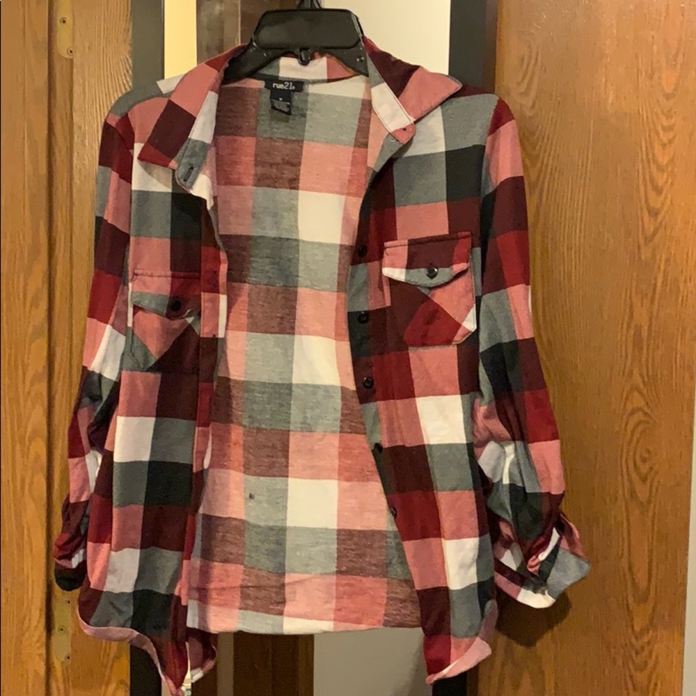 Red and White block flannel
